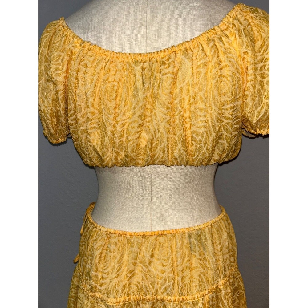 Reformation Valeria Women's Puff Sleeve Crop Top & Midi Skirt Set Size 8 NWT - Picture 8 of 11